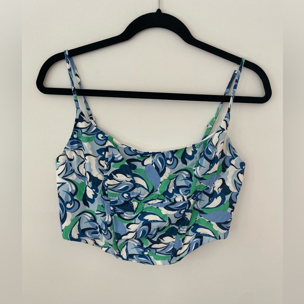 Midnight Sky M Crop Top Boning Adjustable Straps Bandana Blue Elastic Back